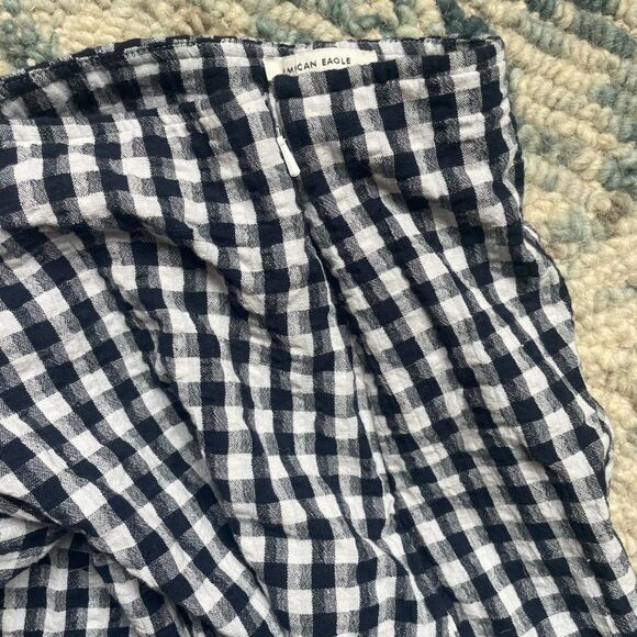 American Eagle  Womens gingham navy mini skirt size zipper fully lined medium - Picture 4 of 10